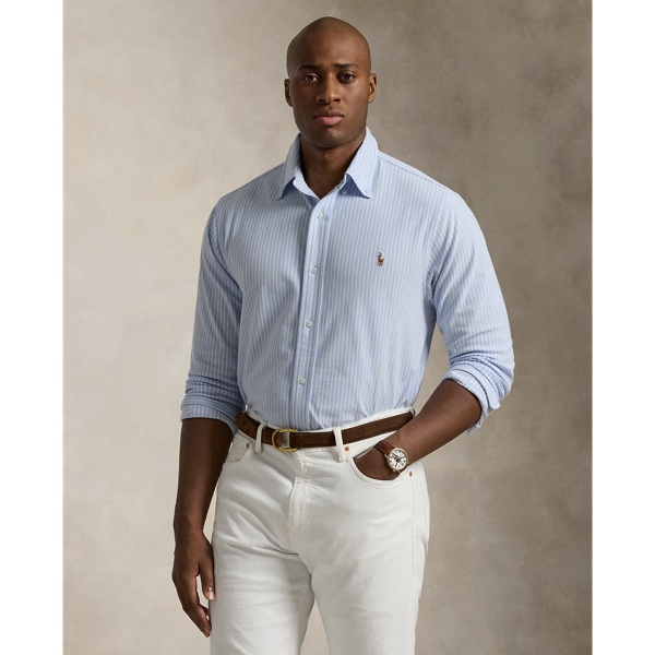 Grandes Tailles - Chemise Oxford en maille de coton rayé - Big & Tall - Modalova