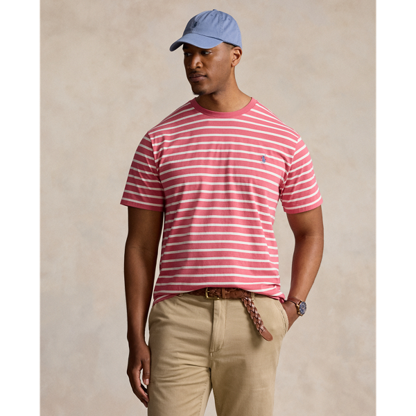 Polo Ralph Lauren Striped Jersey Crewneck T-shirt In Adirondack Berry/nevis