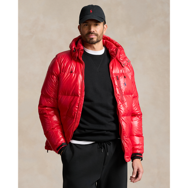 Polo Ralph Lauren Quilted Hooded Bomber Jacket With Zippered Pocket In Rl 2000 Red Glossy