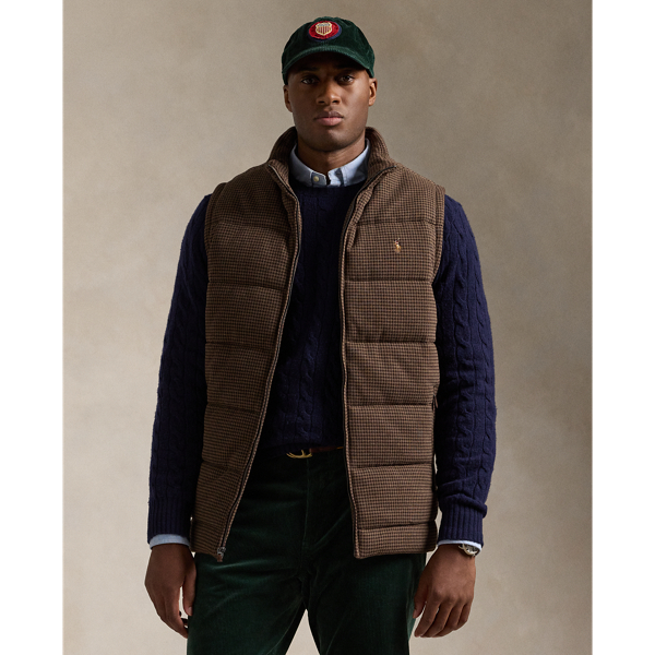 Polo Ralph Lauren Houndstooth Double-knit Vest In Cedar Heather