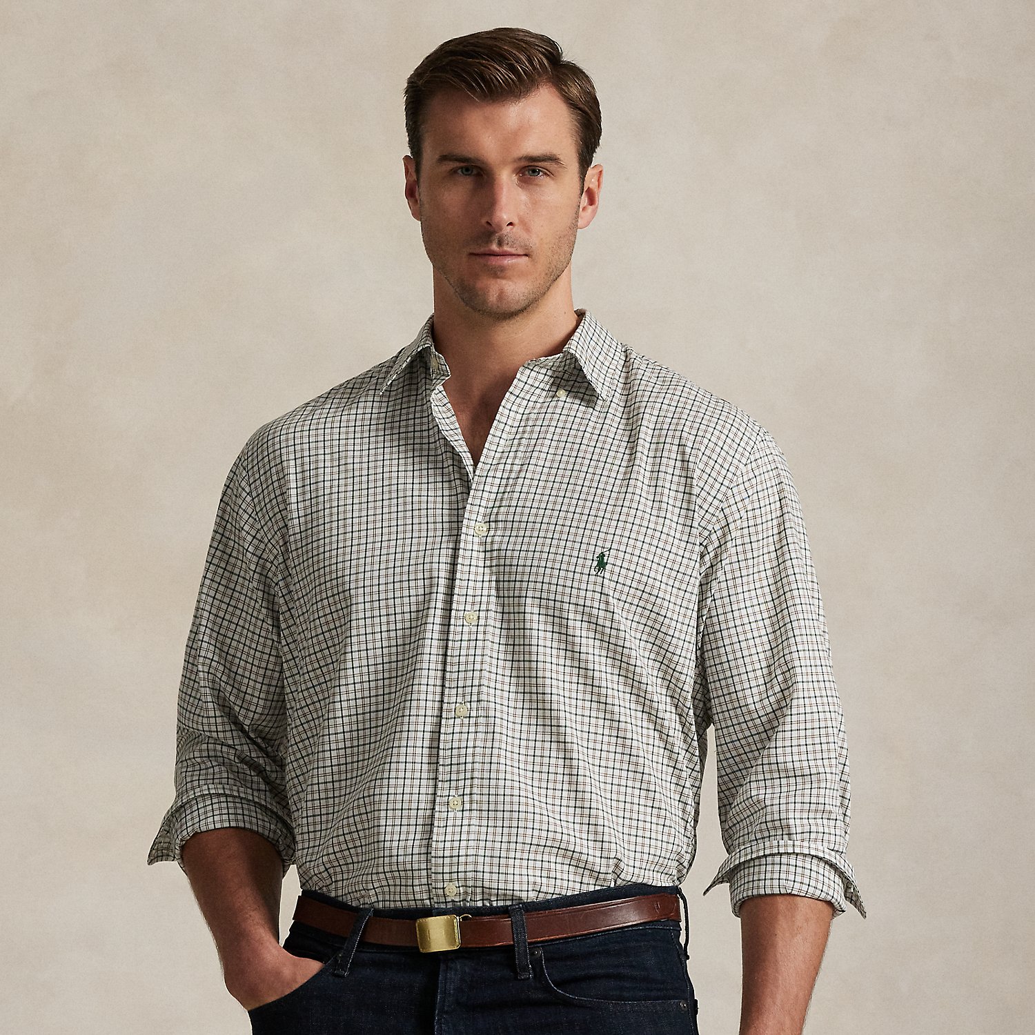 This Big & Tall plaid shirt is crafted with lightweight cotton twill that has been peached for unparalleled softness.