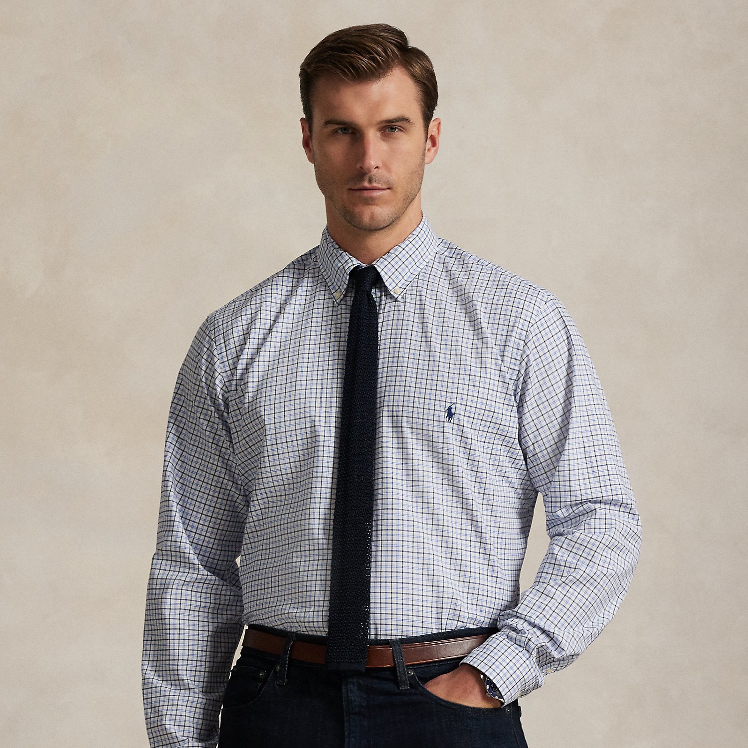 This Big & Tall plaid shirt is crafted with lightweight cotton twill that has been peached for unparalleled softness.