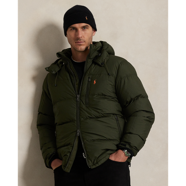 Polo Ralph Lauren Logo Embroidered Hooded Down Jacket In Green
