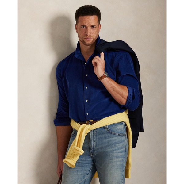 Polo Ralph Lauren Classic Fit Solid Navy Short Sleeve Linen Button-down Shirt In Blue