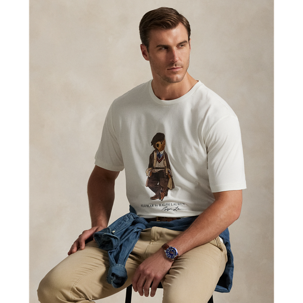 Polo Ralph Lauren Mens White Polo Bear Graphic-print Cotton-jersey T-shirt Xxl In Multi