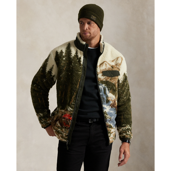Polo Ralph Lauren Ralph Lauren Pile Fleece Graphic Jacket In Green