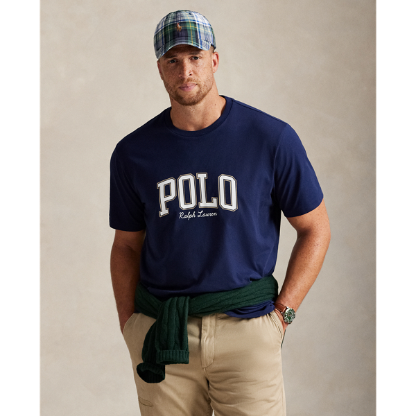 In addition to our signature embroidered Pony, this cotton Big & Tall T-shirt features our "Polo  Ralph Lauren Lauren" logo rendered in block letters and script.