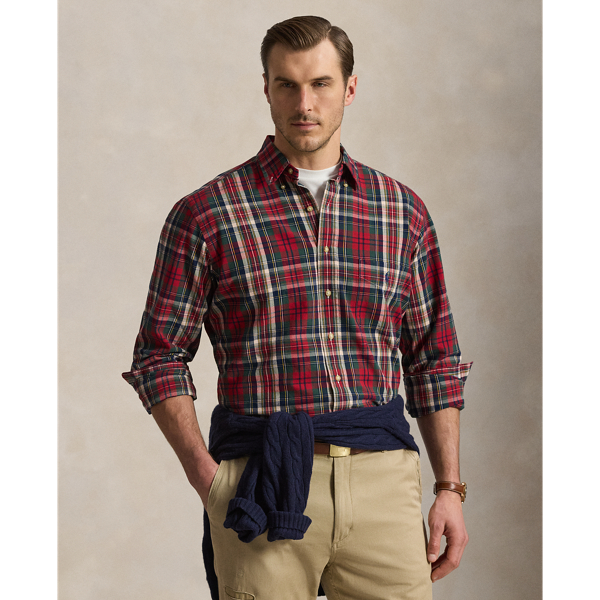 Big & Tall - Plaid Brushed Oxford Shirt