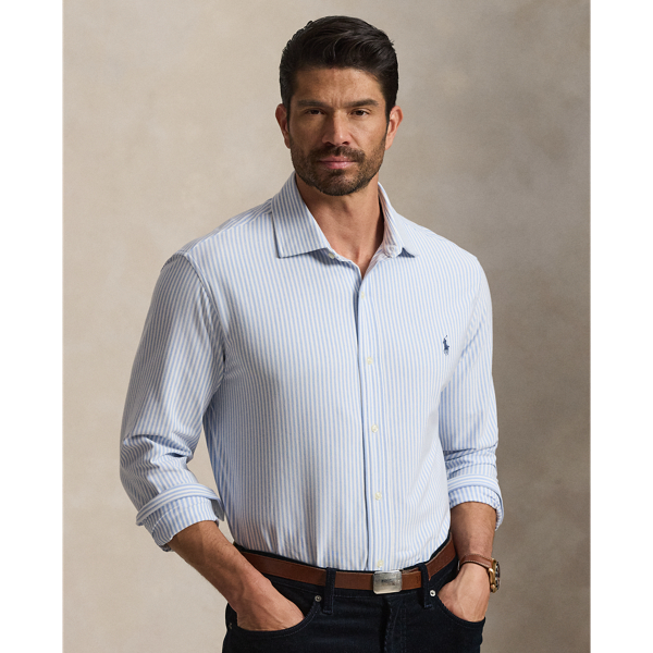 Big & Tall - Striped Stretch Knit Oxford Shirt