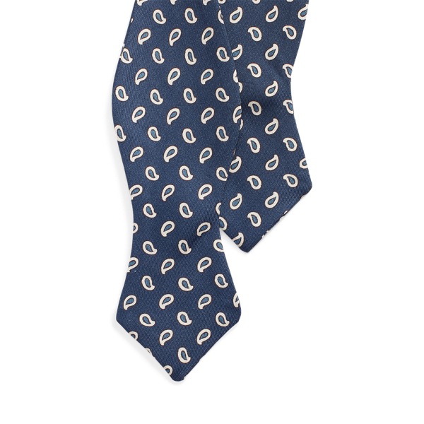 Shop Polo Ralph Lauren Pine-patterned Silk Twill Bow Tie In Blue
