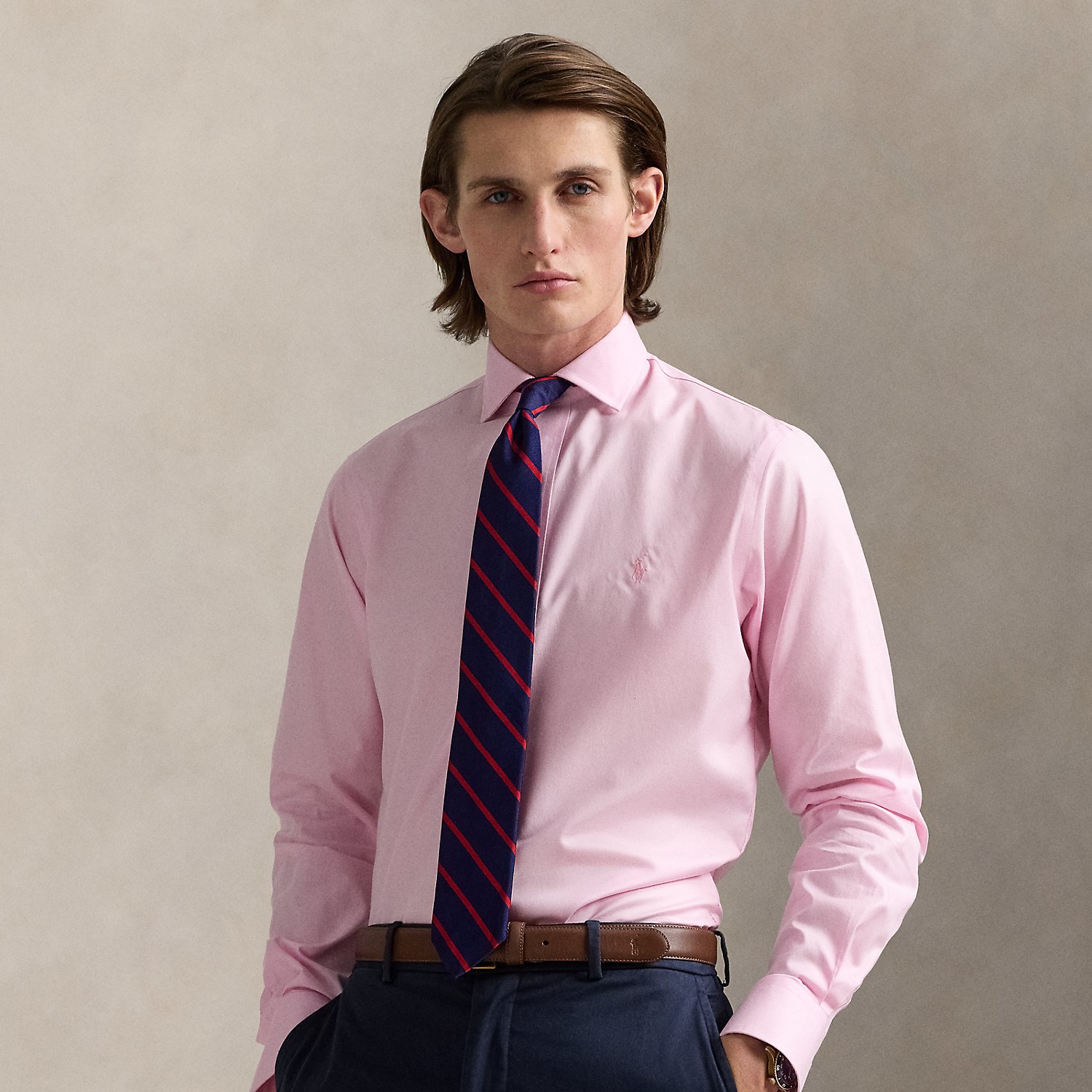 This stretchy shirt is made with cotton PUREPRESS™ technology, a durable press finish that provides wrinkle resistance while reducing material strength loss and protecting against abrasion.