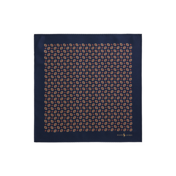 Ralph Lauren Neat Silk Twill Pocket Square In Blue