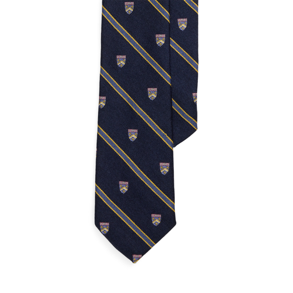 Ralph Lauren Striped Wool-silk Club Tie In Blue