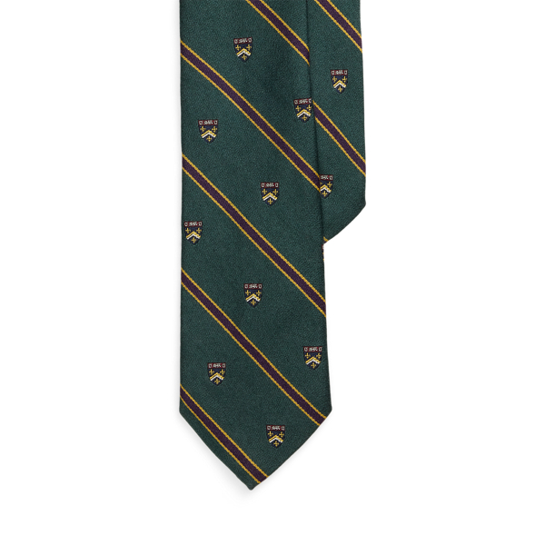 Ralph Lauren Striped Wool-silk Club Tie In Green