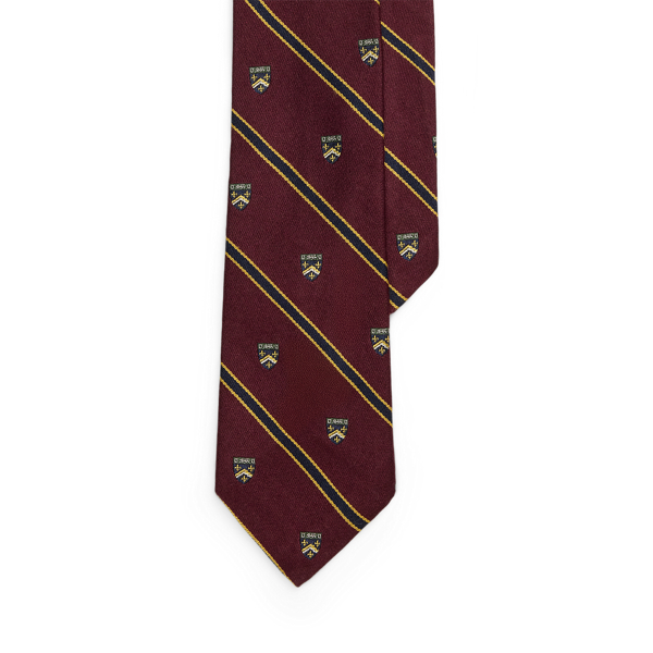 Ralph Lauren Striped Wool-silk Club Tie In Burgundy