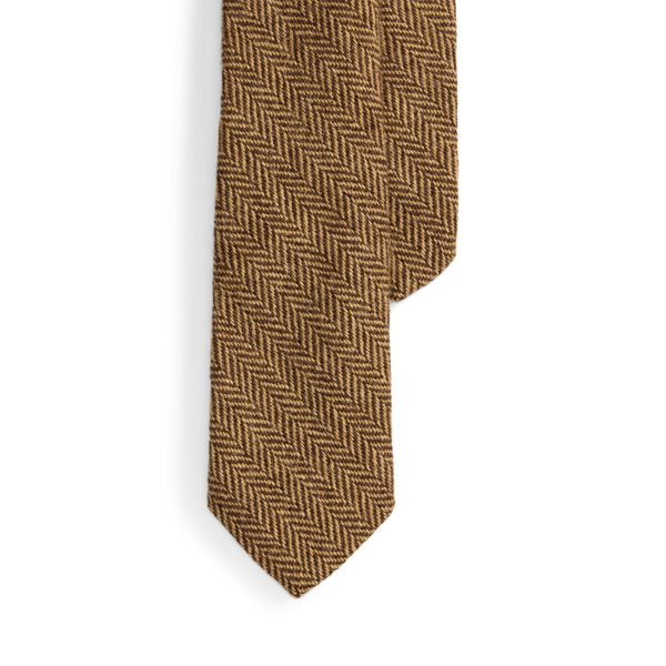 Ralph Lauren Herringbone Wool Tie In Brown