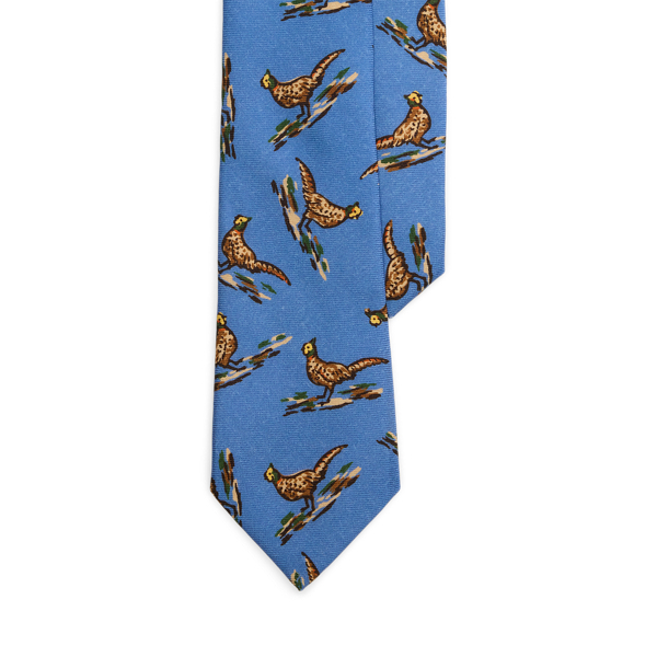 Ralph Lauren Pheasant-print Wool Tie In Blue