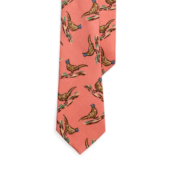 Ralph Lauren Pheasant-print Wool Tie In Pink