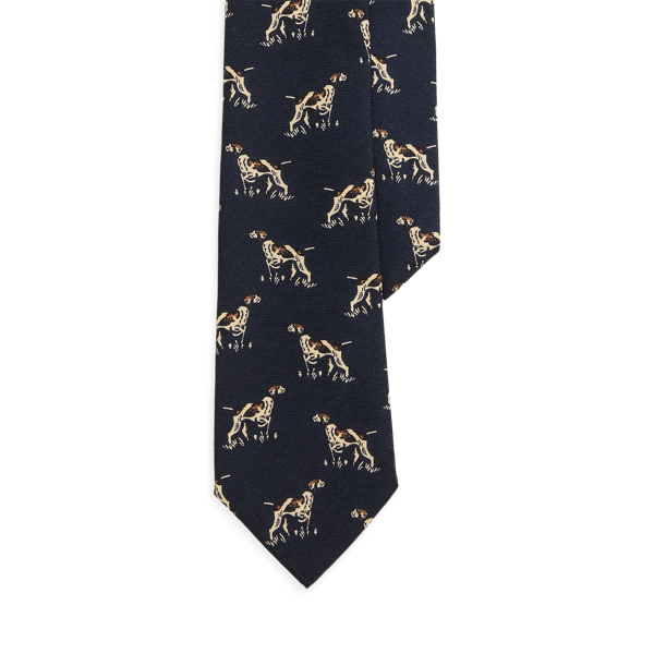 Ralph Lauren Dog-print Wool Tie In Blue