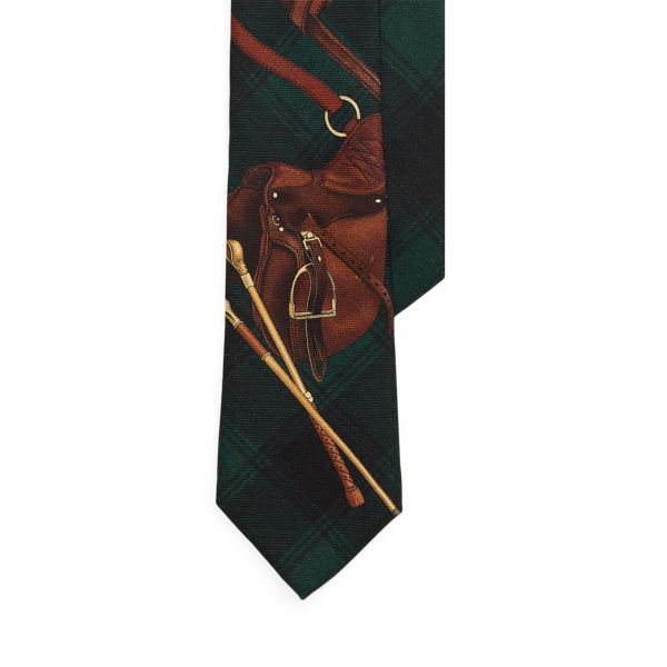 Ralph Lauren Equestrian-print Plaid Wool Tie In Multi