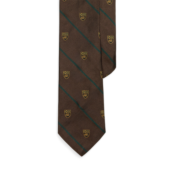 Ralph Lauren Striped Silk Repp Club Tie In Brown