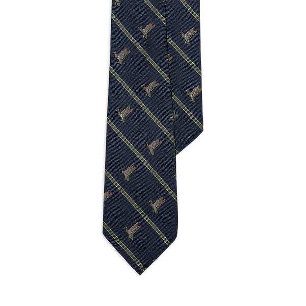Ralph Lauren Vintage-inspired Duck-print Silk Tie In Blue