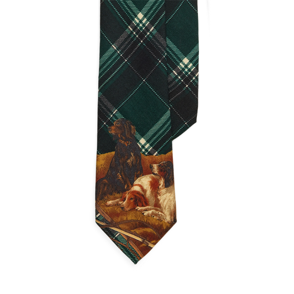 Ralph Lauren Plaid Dog-print Challis Tie In Multi
