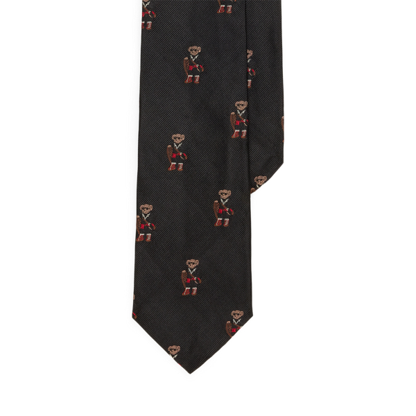Ralph Lauren Polo Bear Silk Repp Tie In Black