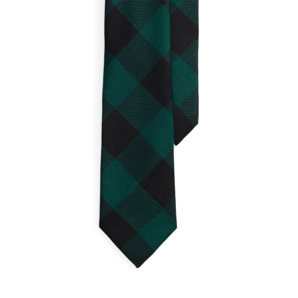 Ralph Lauren Buffalo Check Wool Tie In Green