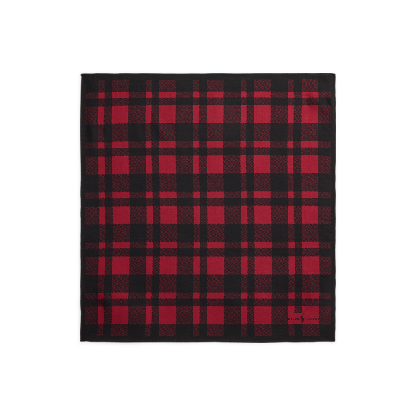 Ralph Lauren Plaid Overcheck Wool-silk Bandanna In Black
