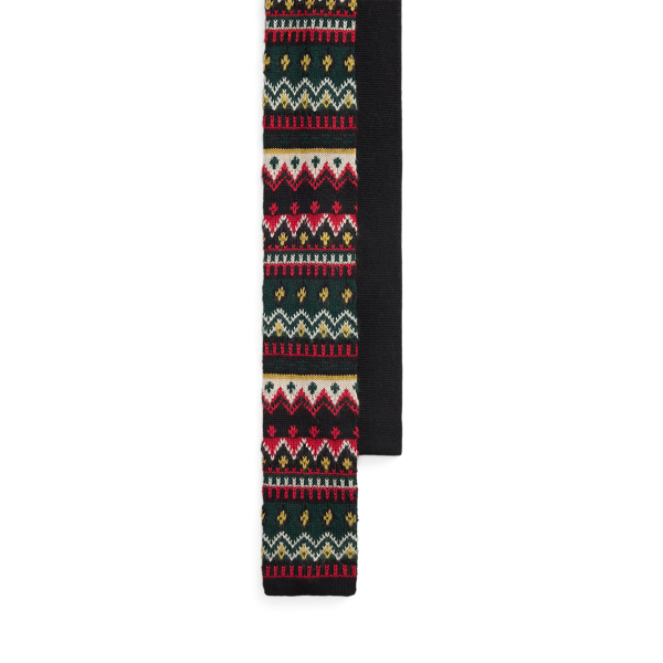 Ralph Lauren Fair Isle Knit Wool Tie In Black