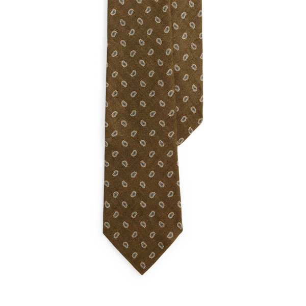 Pine-Print Linen Tie