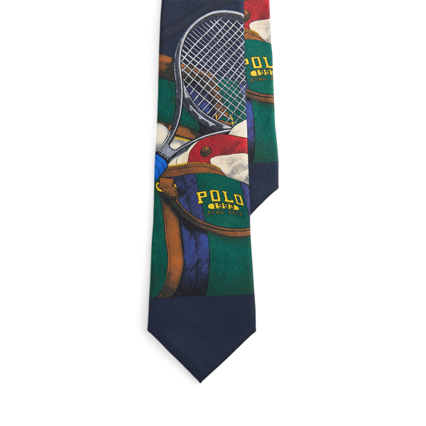 Tennis-Print Silk Tie