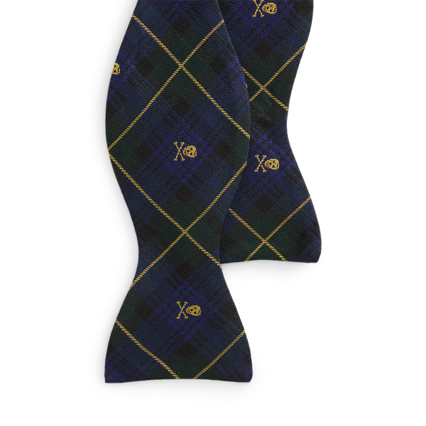 Plaid Skull-and-Bones Silk Bow Tie