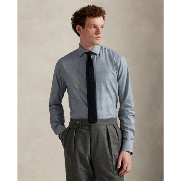 Ralph Lauren Custom Fit Plaid Twill Shirt In Blue