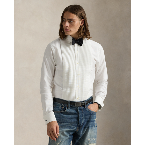 Ralph Lauren Custom Fit Oxford Tuxedo Shirt In White