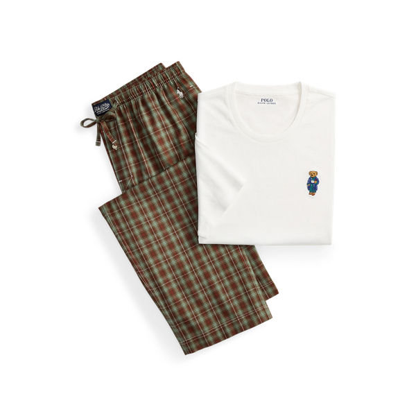 Polo Bear & Plaid Cotton Sleep Set