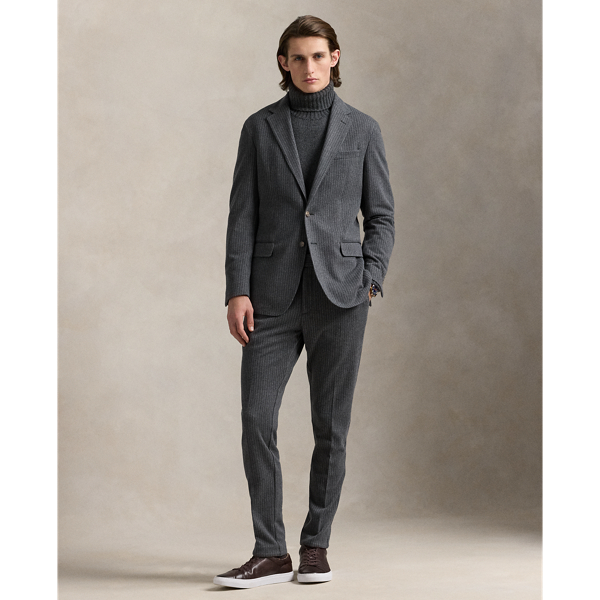 Polo Ralph Lauren Pinstripe Knit Suit Trouser In Medium Grey