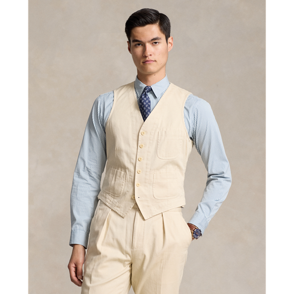 Shop Ralph Lauren Washed Twill Vest In Full Cream