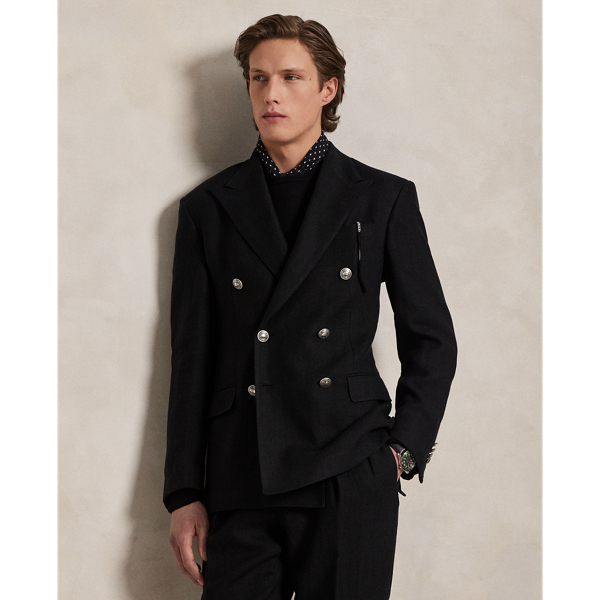 Ralph Lauren Polo Tailored Linen Dobby Jacket In Black