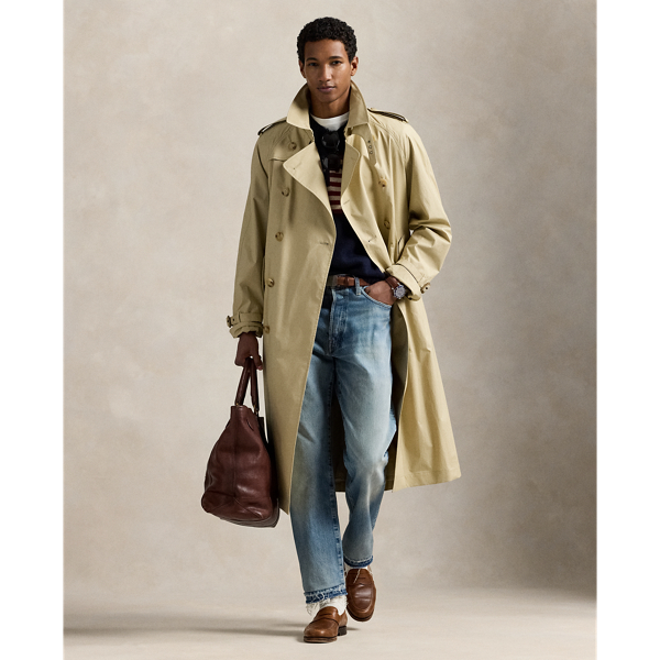 Ralph Lauren Stretch Poplin Trench Coat In Coastal Beige