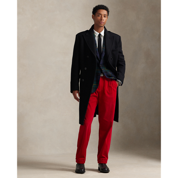 Ralph Lauren Tailored Melton Wool-blend Topcoat In Black