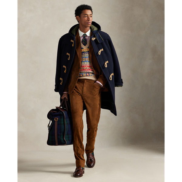 Ralph Lauren Tailored Suede Suit Trouser In Brown