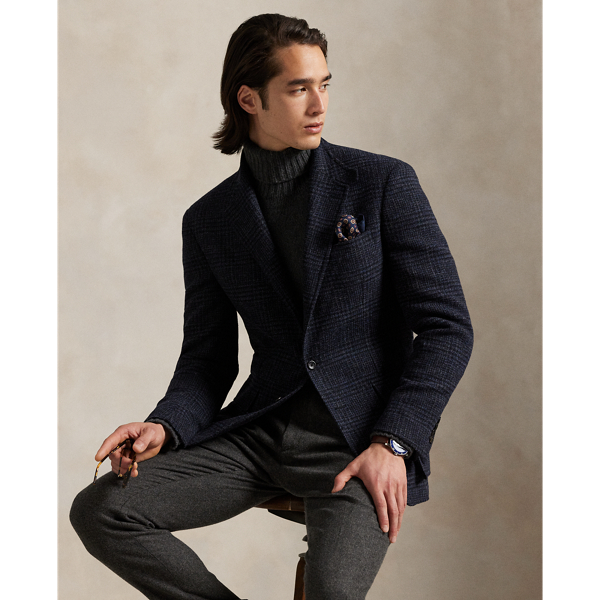 Ralph Lauren The Rl67 Glen Plaid Wool Tweed Jacket In Black