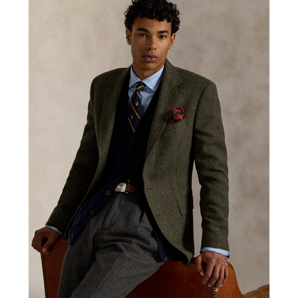 Ralph Lauren Polo Tailored Herringbone Sport Coat In Green