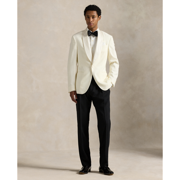 Ralph Lauren Wool Barathea Tuxedo Trouser In Black