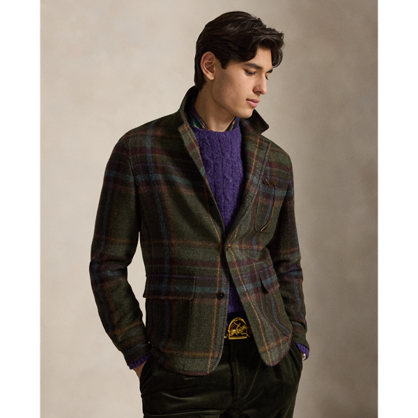 Tailored Fit Plaid Tweed Blazer