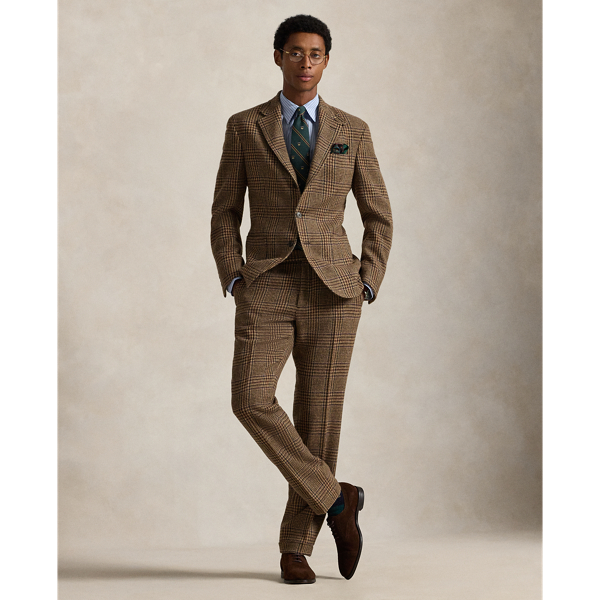 Ralph Lauren Plaid Wool Suit Trouser In Brown