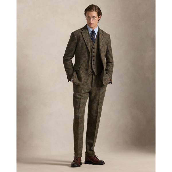 Ralph Lauren Plaid Wool Tweed Suit Trouser In Brown