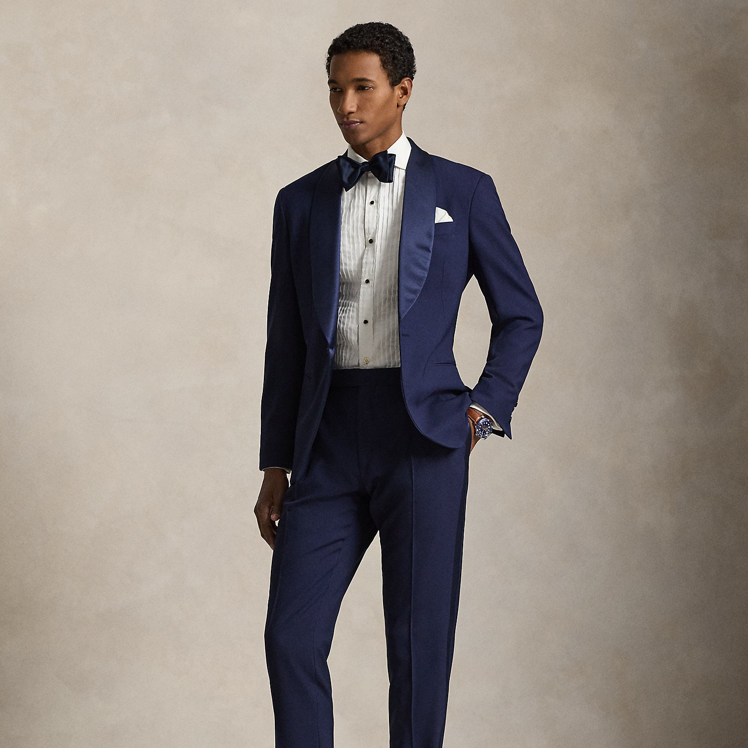 Pleated Barathea Tuxedo Trouser